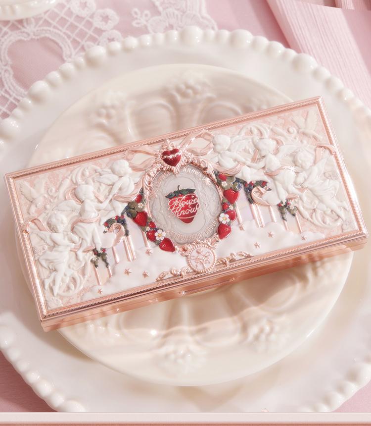 Flower Knows Strawberry Cupid Collection Makeup Palette, Matte, Shimmer, all-in-one Palette, Blush, Longlasting, High Pigment, Ideal For Office, Travel or Date