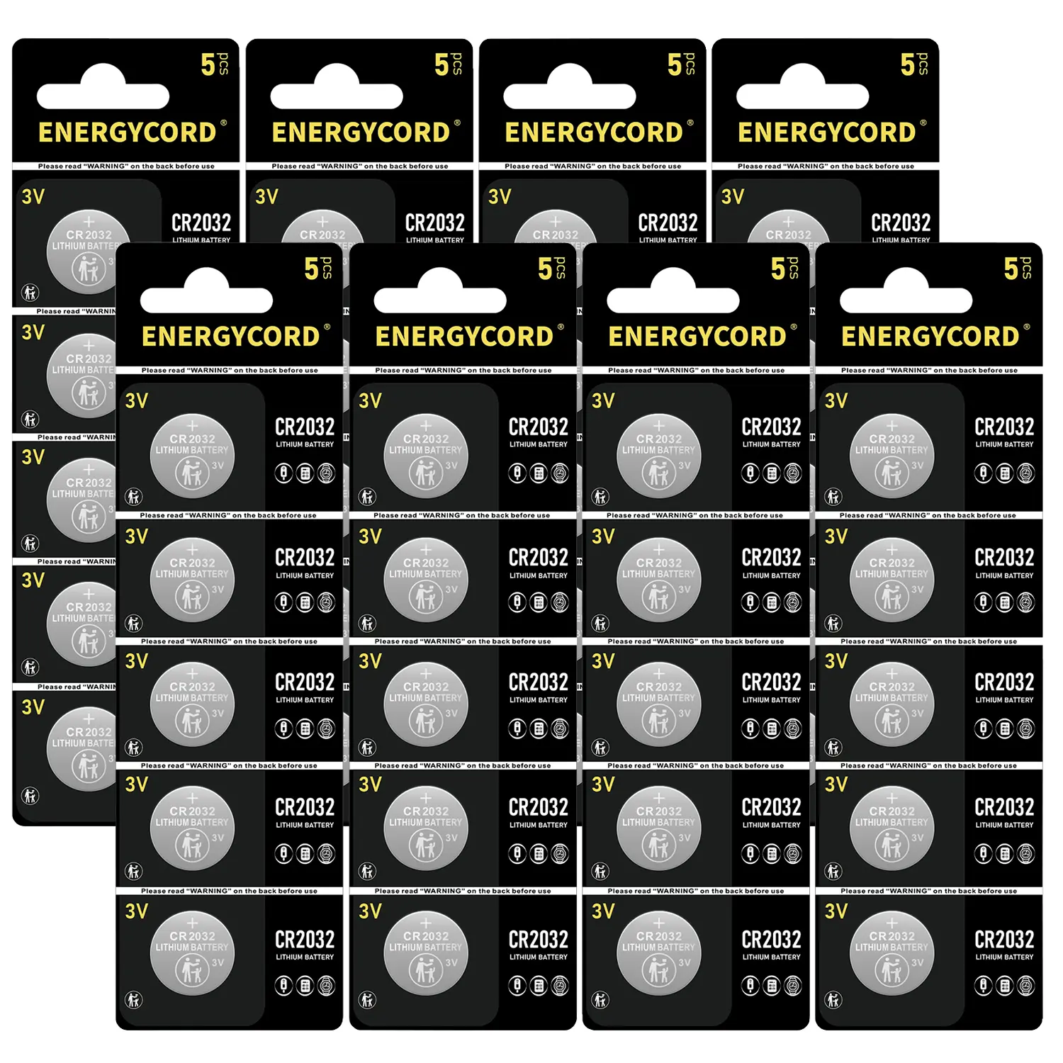 ENERGYCORD 40 Pack - CR2032 Battery 3v Lithium Button Cell Coin 2032 Battery