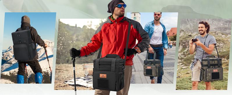 HSHRISH Expandable Large Tactical Lunch Box for Adults Durable Insulated Soft Cooler Bag with Shoulder Strap 20 Can 16 L for Work Outdoor Picnic Trips