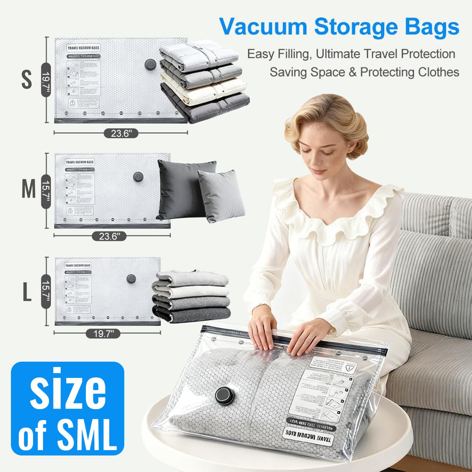 Cordless Electric Pump Vacuum Compression Zip Bags Set, Travel Storage Carry-On Luggage Packing Organizer Kit