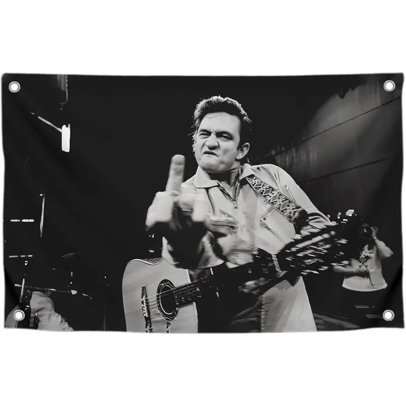 The Man in Black Single Sided Flag  - America Country Singer Polyester Banner for Outdoor or Indoor - Wall Tapestry Poster Signs Decorations for Bedroom or College Home Textile