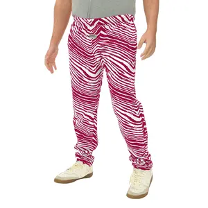 Zubaz Adult Unisex Z88 2 Color Zebra Pants, Red/White