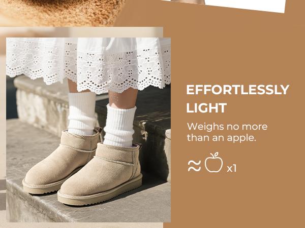 Dream Pairs FuzzyClassic Mini Ankle Snow Boots – Genuine Suede, Water-Resistant, Memory-Foam Slip-On Warmth