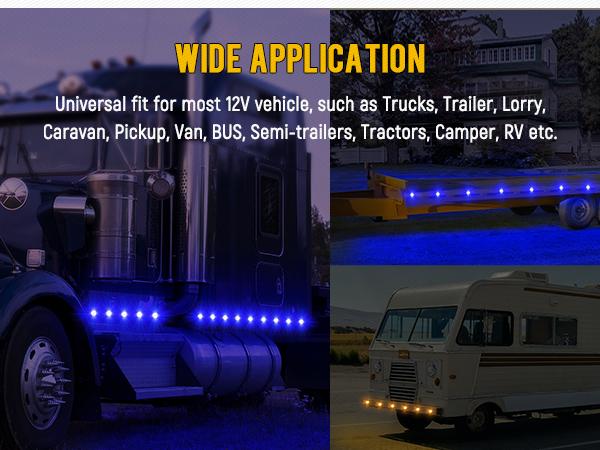 Partsam 10Pcs Dual Revolution 2 inch Round 9LED Marker Light, Amber Side Marker Clearance Lights to Blue Auxiliary Lights for Trailer Truck, Clear Lens,12V, Waterproof