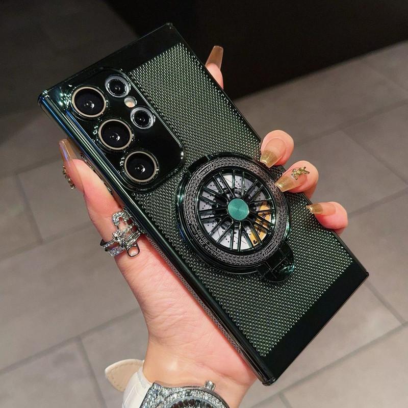 Compatible with S26Ultra/S25Ultra/s24/s23 Rotating gyroscope stand phone case, electroplated heat dissipation mesh shell, fully wrapped lens film phone case -HN311-1
