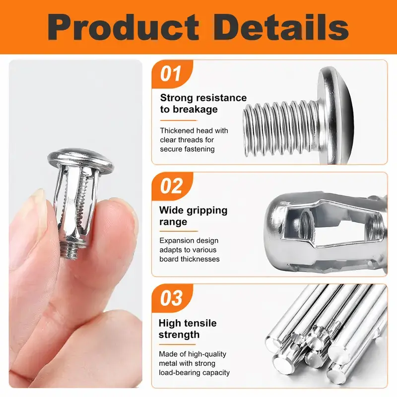 30Pcs/90Pcs Heavy-Duty Zinc-Plated Carbon Steel Button Rivet Nuts Set - Durable, Rustproof, Bolt-Compatible Industrial Auto/Motorcycle & Furniture Hardware for Sheet Metal Repair, Panel Fixing (M4-M6 Sizes)