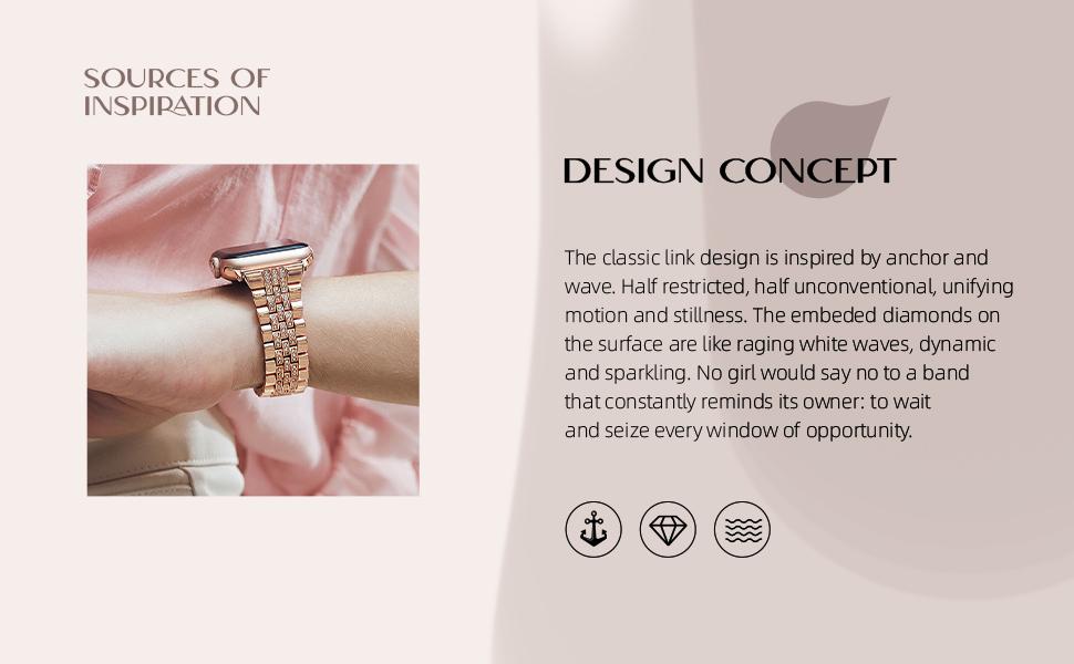 Missair Luxury Watch Band for Apple Watch Series 10-1 SE - Women's Metal Replacement Bands Bling Diamond Wristband Strap Wearable Accessories