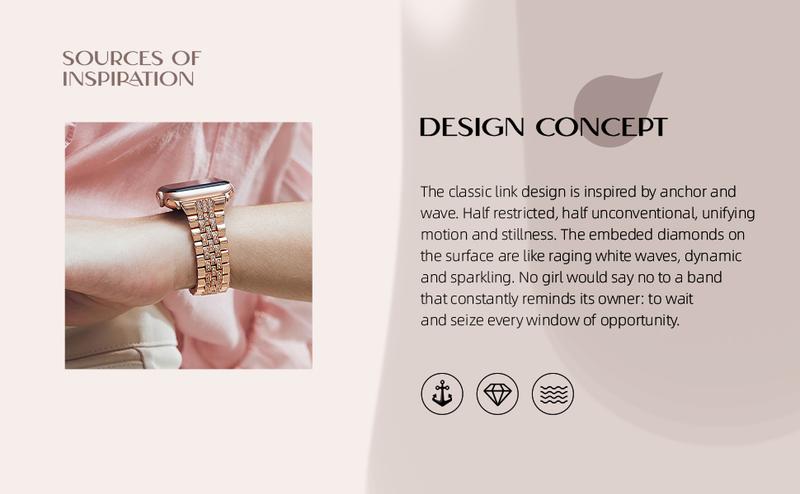 Missair Luxury Watch Band for Apple Watch Series 10-1 SE - Women's Metal Replacement Bands Bling Diamond Wristband Strap Wearable Accessories