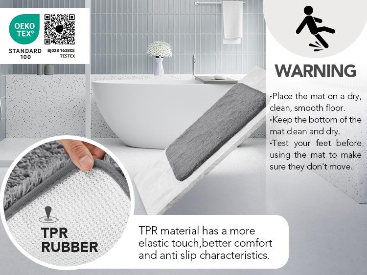 Deconovo Bathroom Rugs, Soft & Thick Plush Bath Mat, Absorbent Shower Rugs, Non-slip Fluffy Gift non-customised non-slip machine wash gray