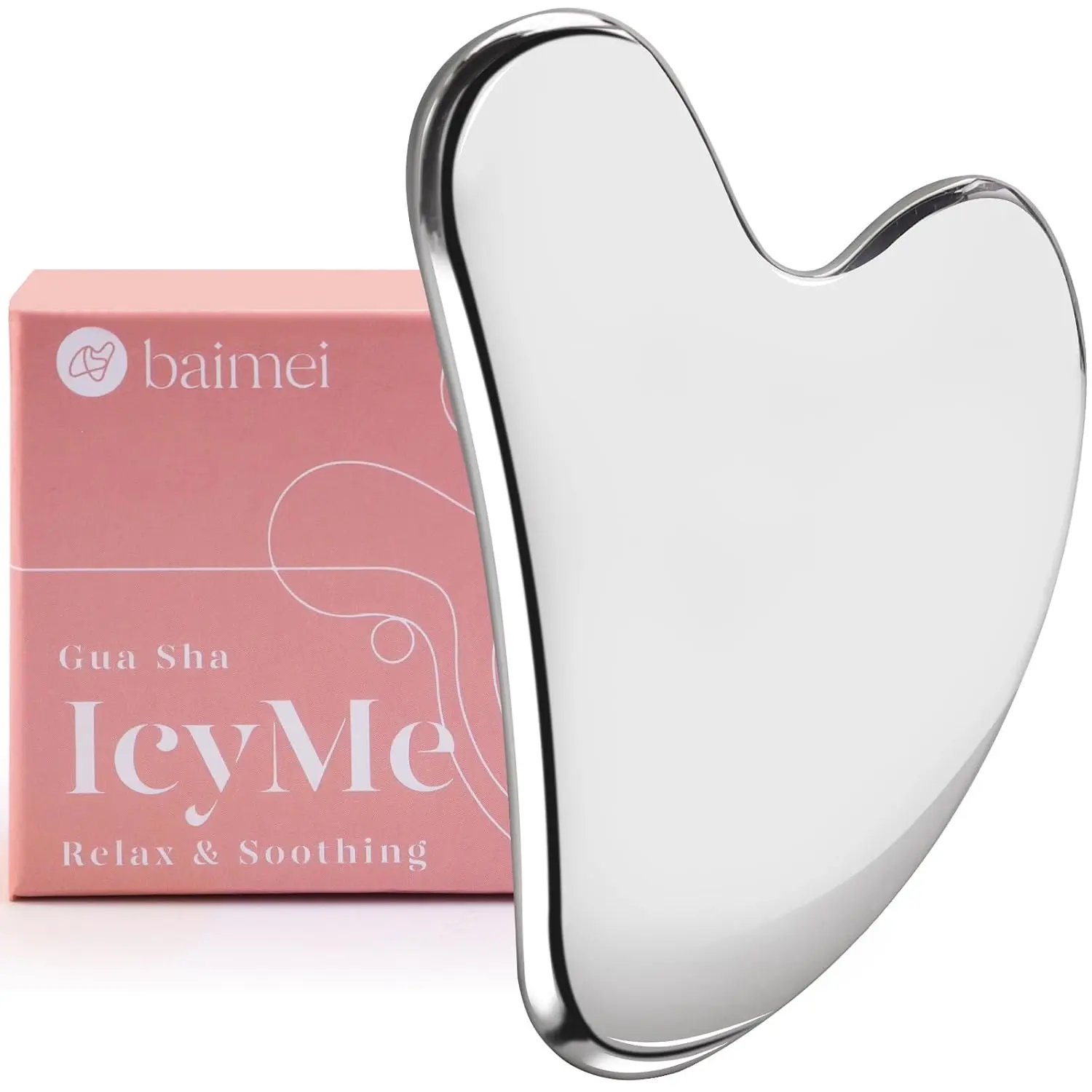 BAIMEI IcyMe Gua Sha Facial Tool for Self Care, Massage Tool for Face and Body Treatment, Relieve Tensions and Reduce Redness -Stainless Steel Comfort,back to school