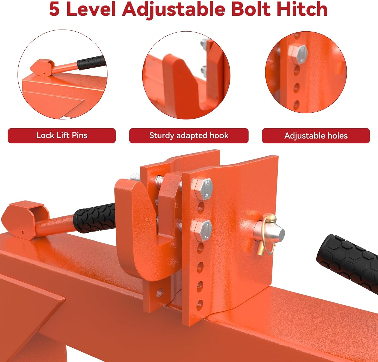 YITAMOTOR 3 Point Quick Hitch, 3000 lbs 3-Pt Attachments with 2" Receiver Hitch Adaptation to Category 1 Tractor with 5 Level Adjustable Bolt