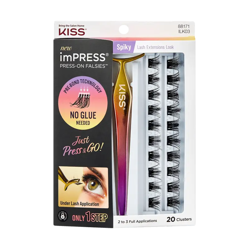 imPRESS Falsies Self Adhesive Eyelashes, 20 Lash Clusters - Spiky