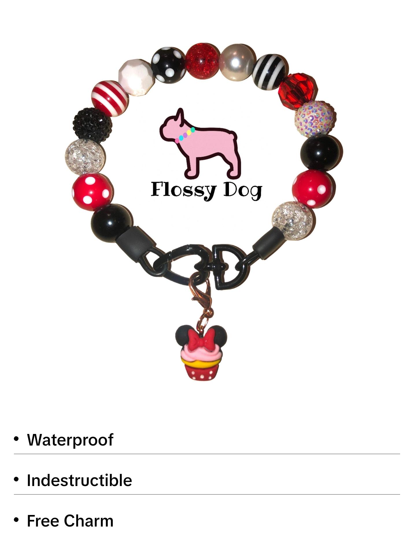 Ladybug Beaded Dog Collar | Durable Dog Necklace | Red, Black, & White | 20mm or 12mm Beads| Pearl Jewelry for Pets | Custom Bead Collars