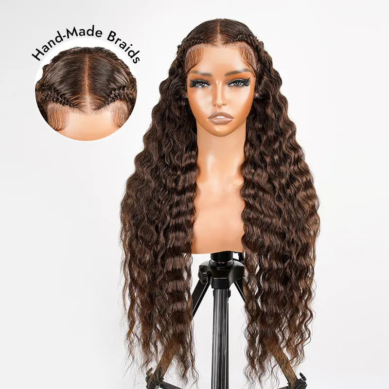 [New In] Wiggins Hair Glueless Wig Pre Braided #4 Dark Brown Deep Wave Wig 13*4 Lace Front Wigs Human Hair Ready To Go Pre Cut Colored Wig Beginner Friendly