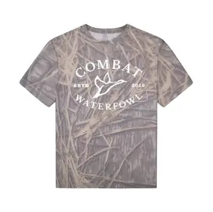 White Combat Waterfowl Mossy Oak Camo Short Sleeve T-Shirt , Combat Waterfowl Graphic Tee, Dad Camouflage T-Shirt, Waterfowl Hunter Gift, Outdoor Apparel Tee