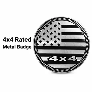 4x4 Rated Metal Badge for Jeep Wrangler | American Flag Off-Road Emblem