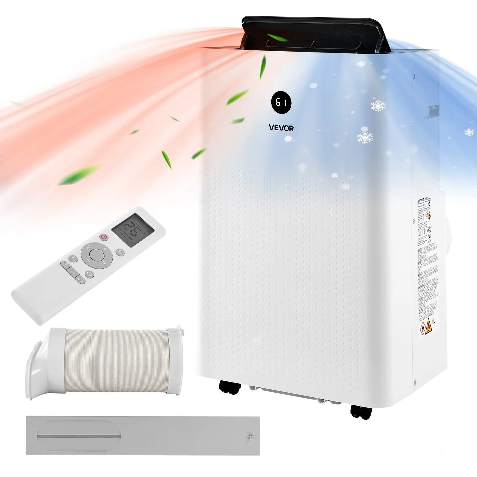 VEVOR 14000BTU Cool Portable Air Conditioner & Heater Combo, 9800BTU SACC 5-in-1 Modes Unit with ABS, Dehumidifier, LED Touch Panel, Remote Control, 24h Timer, 17.01x13.78x27.56 in, 68.13 lbs for Indoor Rooms, 17.01 X 13.78 X 27.56 In, 17X13.8x27.6"