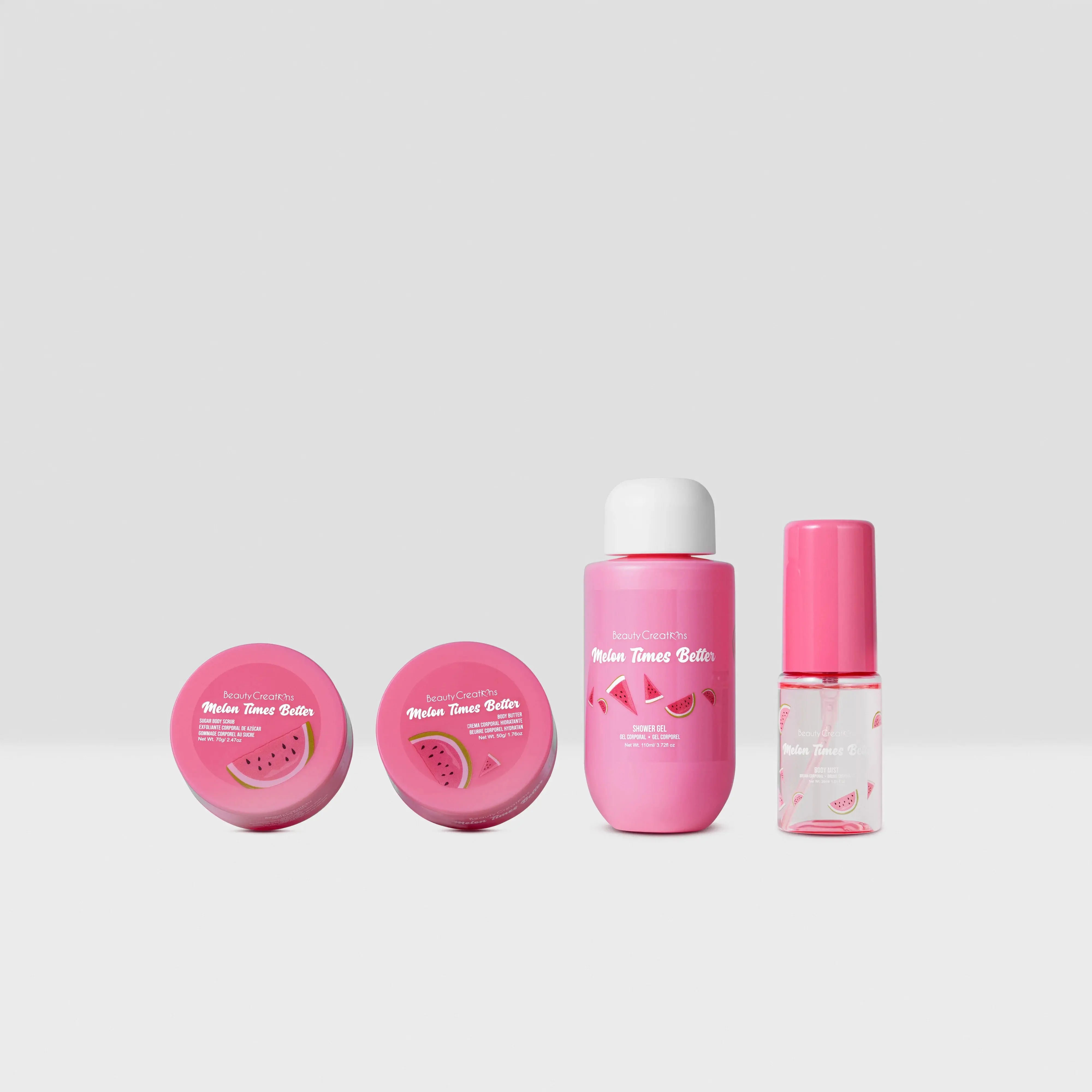 Beauty Creations Sweet Dose Fruity Travel Set - Watermelon Body Care Kit with Travel Bag, Melon Body Mist, Butter, Shower Gel, & Sugar Scrub for On-the-Go Pampering Body Care Sets