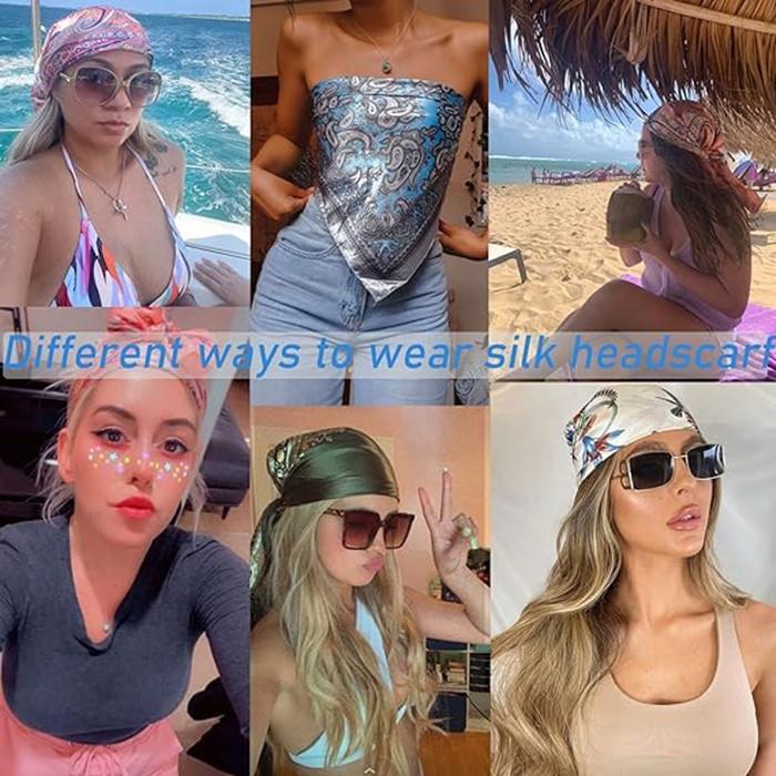 3-piece suit 35 Inches Large Printed Silk Like Texture Square Head Scarf Neck Scarves for Women Hair Kerchief Bandanas Scarf Sleeping Head Wraps Hair Band Headscarf Female Hair Accessories 3-piece suit 35 Inches Large Printed Silk Like Texture Square Head Scarf Neck Scarves for Women Hair Kerchief Bandanas Scarf Sleeping Head Wraps Hair Band Headscarf Female Hair Accessories