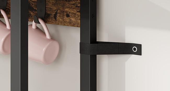 HOOBRO Bakers Rack with Power Outlet and LED Light, Microwave Stand, Kitchen Storage Rack with Sliding Barn Door & 6-S Hooks, Coffee Bar Cabinet with Storage, Rustic Brown and Black