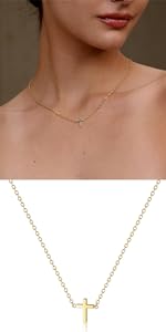 Tewiky Dainty Cross Necklace For Women Simple Cross Choker Necklaces Small Cross Pendant Tiny Cute Necklaces For Teen Girls Handmade Aesthetic For Women Jewellery For Easter