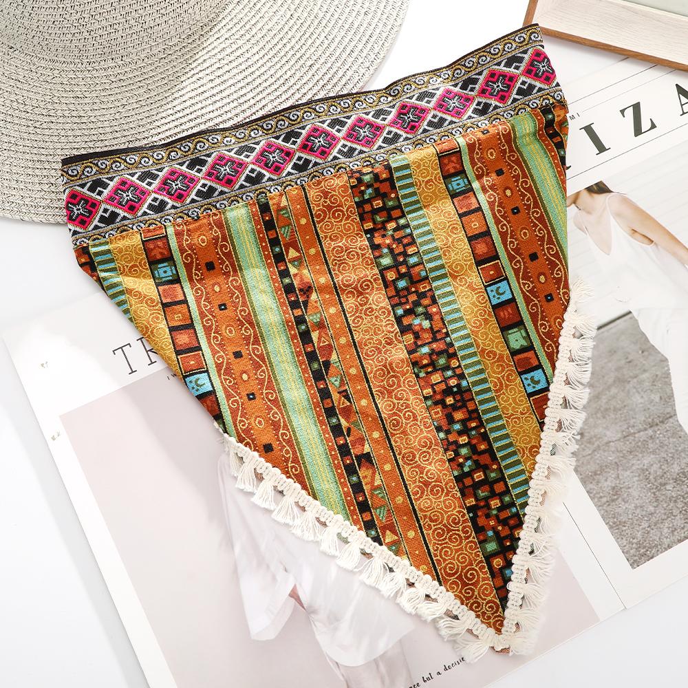 3 Pack Hair Scarf Headband for Women Elastic Bandana Head Scarf Large Ethnic Style Triangle Kerchief with Clips Non Slip Scarves