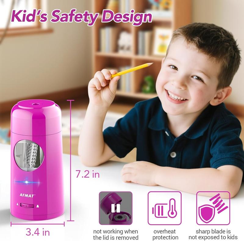 【Valentines Gift for Teachers】AFMAT Fully Automatic Electric Pencil Sharpener with 2000mAh Rechargeable Battery for 7-11.5mm Jumbo Pencils Hands-Free Auto In & Out Sharpening System, Mechanical Pencil Sharpener, Oversized Pencil Sharpener,  Teacher Stuff