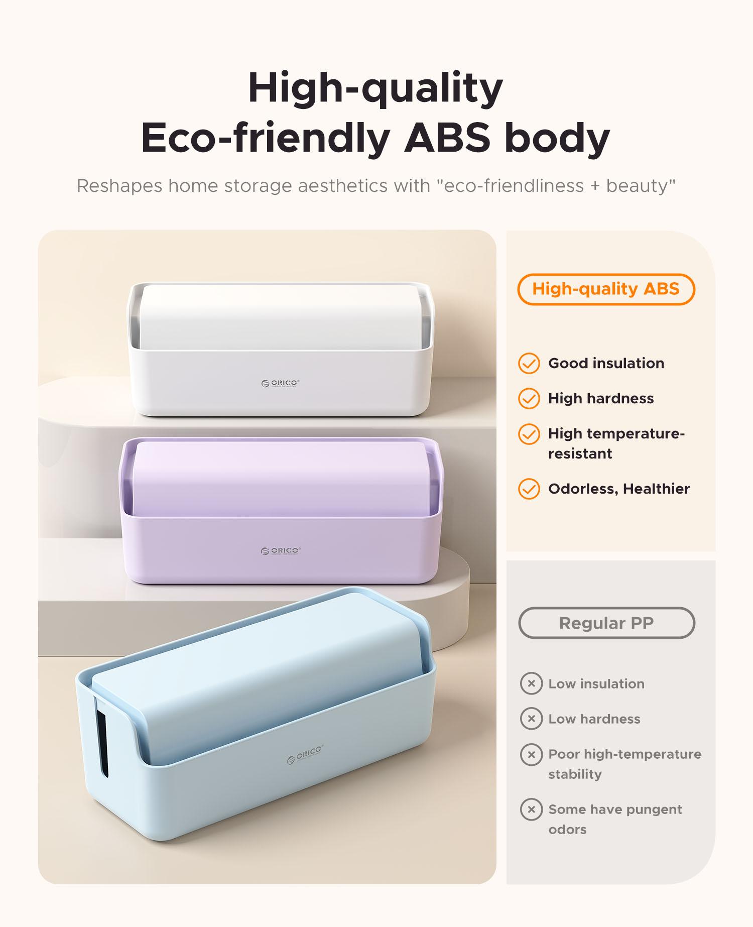 ORICO PowerBox Cable Organizer Box – Minimalist Desktop Cable Management, Safe Power Strip Storage for Home & Office - PB01