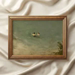 Moody Coastal Wall Art | Vintage Beach Scene Print | Romantic Sea Bathers | Dark Academia Decor 3
