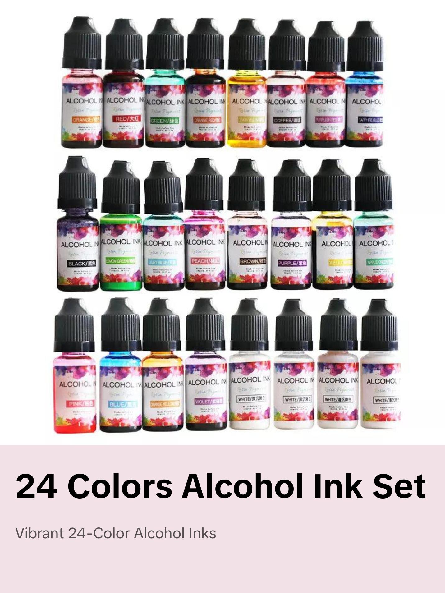 Alcohol Color 24 Colors Alcohol Ink Set Alcohol Based for Epoxy Resin Pigments ...