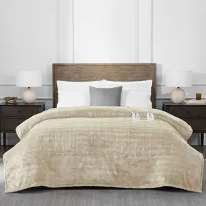 Brookstone Full/Queen Heated Micro Herringbone Blanket Taupe Brookstone Full/Queen Heated Micro Herringbone Blanket Taupe