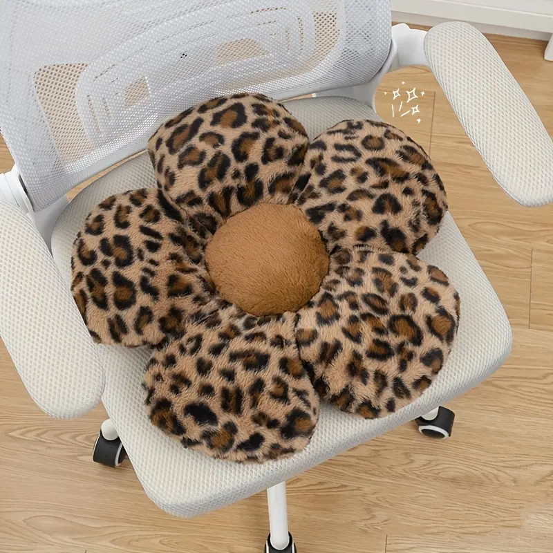 Leopard Print Floral Throw Pillow Brown Yellow Soft Fabric Cute Design Realistic Leaves Versatile Lumbar Support Home Decor Gift Comfort Cushion