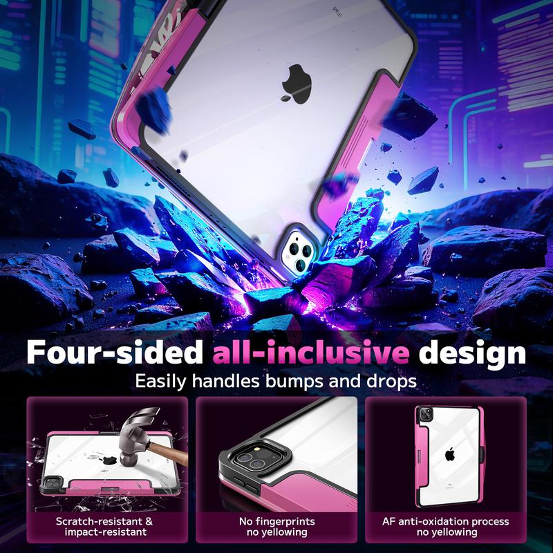 Magic KeyboardCase for iPad pro13 inch (M3/M2, 2025/2024) and 12.9/13 inch(iPad Air 2024)(iPad Pro 6th/5th/4th/3rd)– 360° Rotating Multi-Touch Trackpad, Type-C Charging, RGB Backlit Keyboard, Transparent Back with Pencil Holder