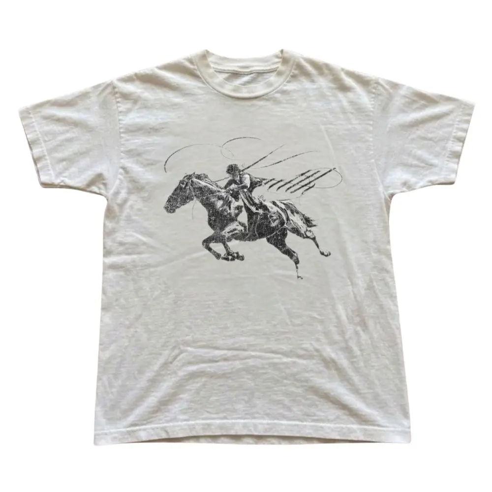 Vintage Cowboy Horse Rider Graphic T-Shirt, Western Ranch Tee, Rodeo Cowgirl Shirt, Rustic Country Style Unisex Gift