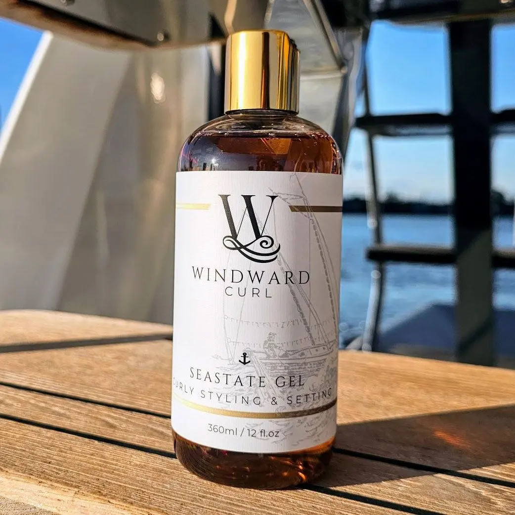 Windward Curl Seastate Styling Gel, Lightweight Hydrating Haircare Product for Hair Styling, Soft finish, no crunch, bounce and volume enhancing
