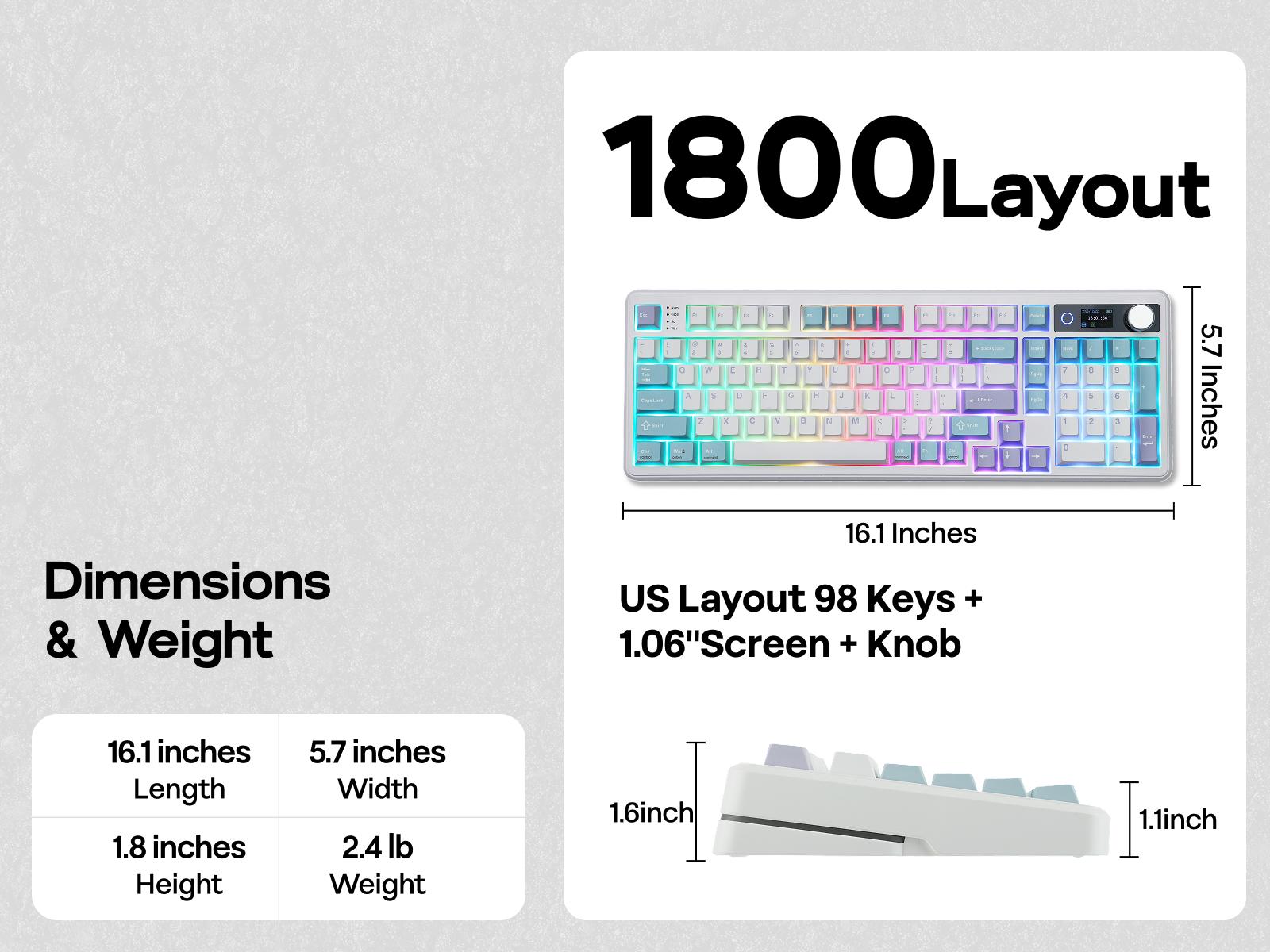 EPOMAKER TH99 PRO 96% Mechanical Keyboard with Screen & Knob Tri-Mode USB-C/BT 5.0/2.4GHz Hot Swap Custom Driver RGB Backlight PBT Keycap Gasket Wireless Gaming Keyboard for PC/Mac creamykeyboards TikTokShopSpringGlowUp