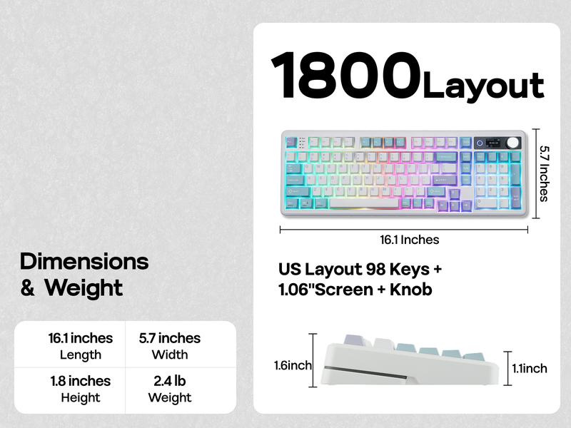 EPOMAKER TH99 PRO 96% Mechanical Keyboard with Screen & Knob Tri-Mode USB-C/BT 5.0/2.4GHz Hot Swap Custom Driver RGB Backlight PBT Keycap Gasket Wireless Gaming Keyboard for PC/Mac creamykeyboards TikTokShopJumpstartSale