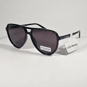 Lucky Brand LB59023 B S Turbo Aviator Sunglasses Black Frame Gray Brown Lens