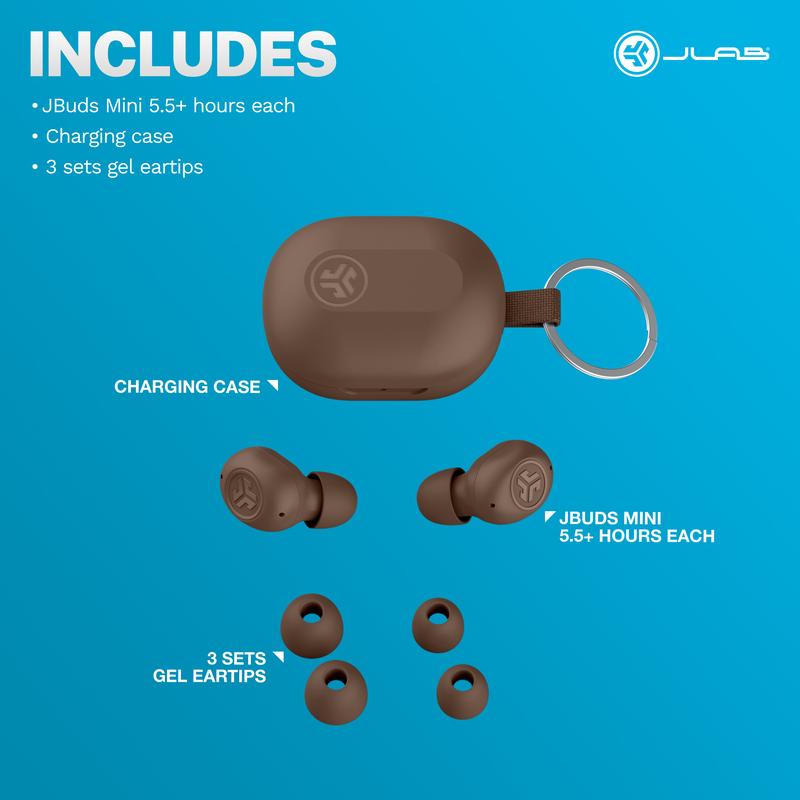 JLab JBuds Mini Earbuds - Smallest Bluetooth Earphones, IP55 Splash/Dust Proof, Custom EQ, Touch Controls, 20HR Battery Life, for iPhone & Android, Compact Design for Travel, Earbuds For Sleeping