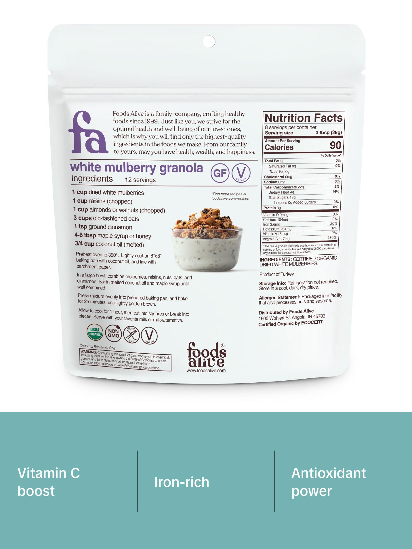 organic white mulberries (dried)