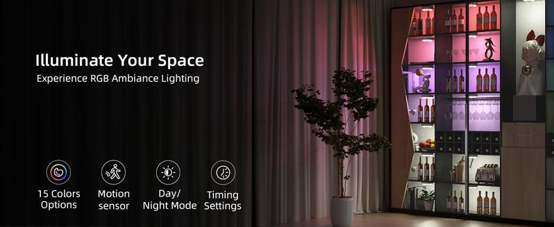 EZVALO Under Cabinet Lighting 1000mAh Rechargeable Puck Lights with Remote 3 Color Temps & 12 RGB Motion Sensor Closet Lights Indoor Dimmable Magnetic Under Counter Lights for Kitchen Shelf Home Decor Energy Saving - Living Room Usb Power Lamp