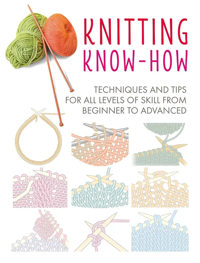 Used Knitting Know-How Book - Stitches, Tutorials, Knitwear Guidance, 96 Pages Softcover for All Skill Levels (Beginner to Advanced) by Cico Books, Purl