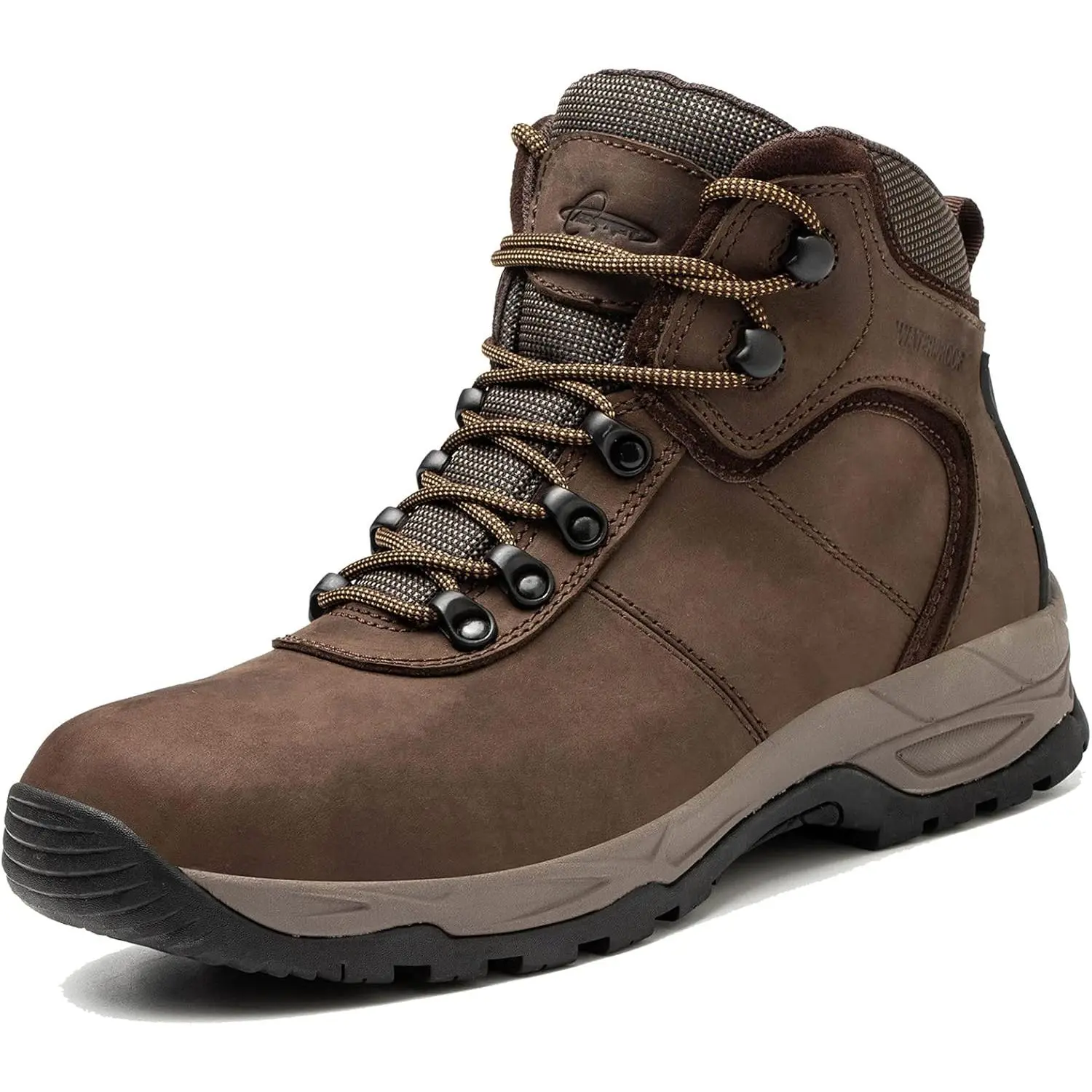 AZXPROT Waterproof Hiking Boots for Men, 6" Comfortable Soft Toe Shoes Mid Non Slip Hiking Shoes Outdoor Travel Shoes Leather Hiking Backpack Boots Work Tactical Lightweight