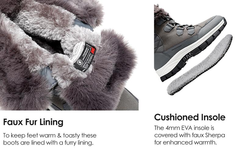 DREAM PAIRS Waterproof Snow Boots for Women, Faux Fur Cozy Warm Insulated Winter Boots Lace Up Mid-Calf Outdoor Shoes for Walking Hiking
