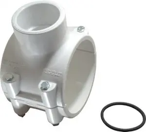 Value Collection Clamp-On PVC Plastic Pipe Saddle with EPDM O-Ring, 4 x 2" Size, Schedule 40, Pipe O.D. x Soc End Connections, Model 466E-420, Pvc Pipes, 4 X 2 Inches