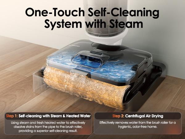Tineco FLOOR ONE S6 Stretch Steam Corded Wet Dry Vacuum Steam Mop All-in-One, Tineco BoostSteam, 320℉ High-temp Steam Cleaning, 180° Lay-Flat, Anti-Tangle Design, FlashDry Self-cleaning