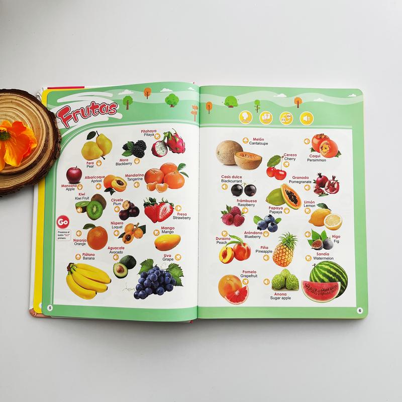 Spanish Interactive Educational Toy for Kids 1–6, Bilingual Sound Book for Early Language Learning, Interactive Educational Toy with 300+ Words & 13 Themes, Perfect Gift Idea for Toddlers