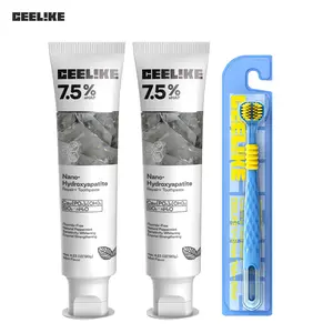 CEELIKE 2-Pack 7.5% Nano-Hydroxyapatite Toothpaste + 3-Sided Toothbrush |  Deep Clean Set