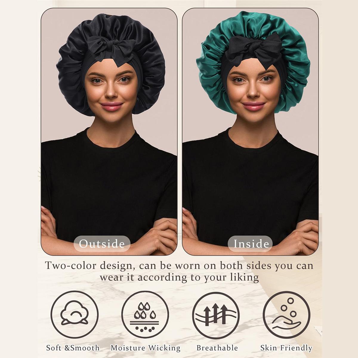 100% Mulberry Silk Bonnets for Sleeping Women Double Layer Hair Bonnet Natural Silk Cap with Elastic Tie Band Reversible Nightcap Gifts for Female