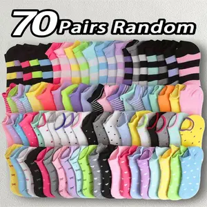 Random Women's Heart & Striped & Bowknot Print Ankle Socks, Casual Comfy Breathable Candy Colored Socks for Daily Wear, Ladies Socks for All Seasons, Socks for Women, Sock Set, Breathable Soft Socks, Breathable Fabric Athletic Socks, Womenswear